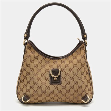 Gucci Bags Gucci Beigebrown Gg Canvas And Leather Medium Abbey