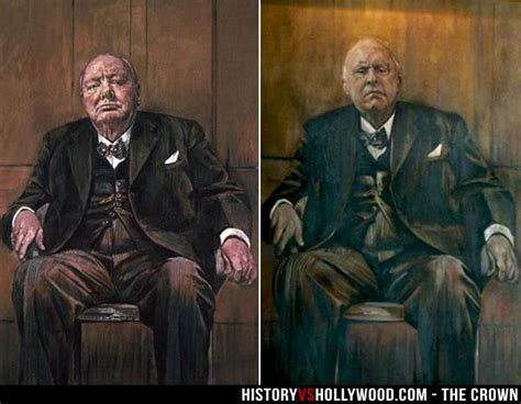 A Reproduction Of Winston Churchills Portrait And John Lithgow As Churchill In The Netflix