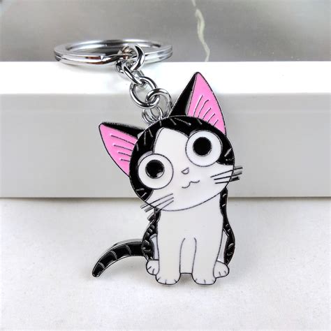 2016 Fashion Cute Kawaii Pink Metal Kitten Cat Key Chain