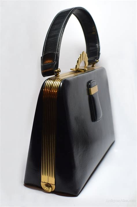 Antiques Atlas Art Deco Evans Elegance Handbag In Black Leather