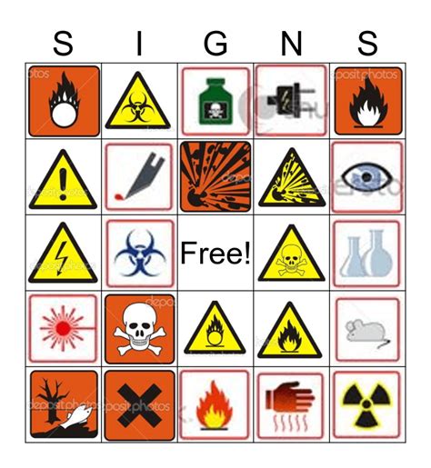 Lab Safety Symbols Bingo Card