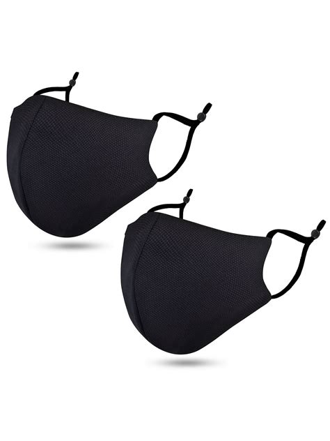 Unisex Solid Washable Reusable Cloth Face Mask 2 Pack Black
