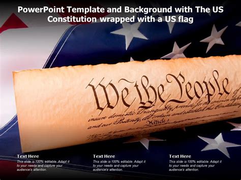 Powerpoint Template And Background With The Us Constitution Wrapped With A Us Flag