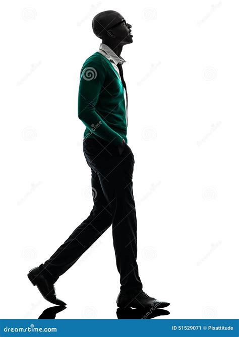 African Black Man Walking Looking Up Silhouette Stock Image Image Of