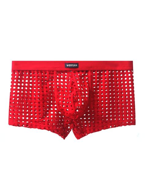 Cvlife Mens Sexy Fishnet Underwear See Through Boxer Briefs Mesh Hollow
