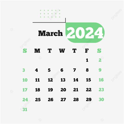 Calendario Transparente Marzo 2024 Vector Png Calendario Mensual