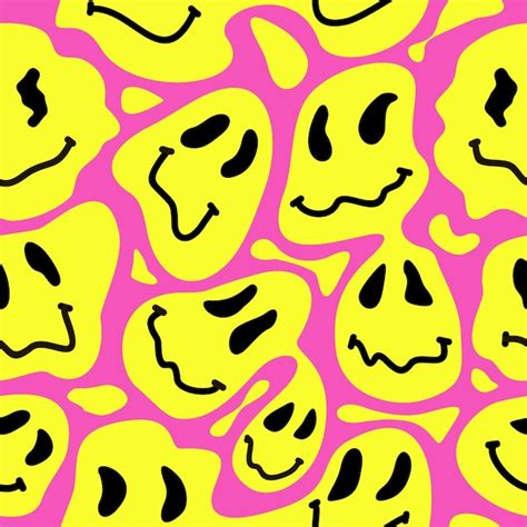 Premium Vector Melted Smile Faces Trippy Seamless Pattern Retro