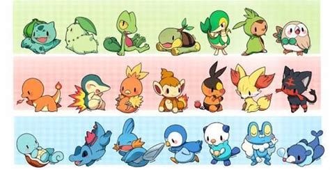 Todos Os Iniciais De Planta Fogo E Água Pokemon Starters Pokemon
