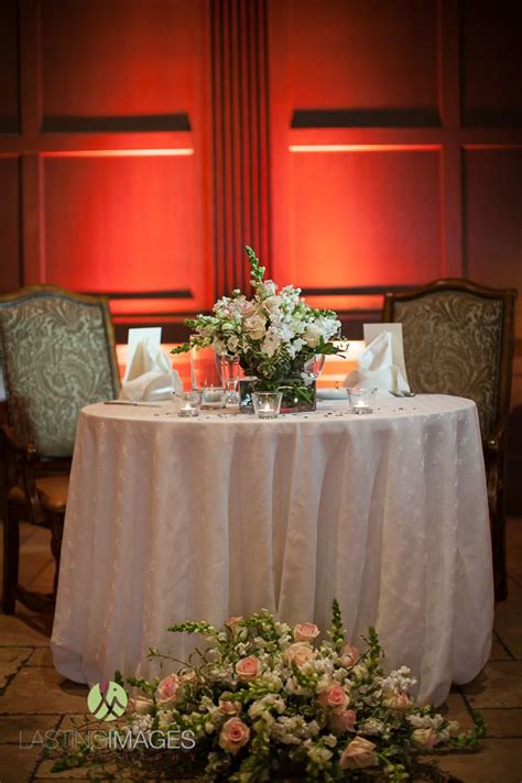 Sweetheart Table With Ivory Linen Adorned With Pink Rose And White