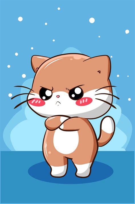 Cute And Funny Little Cat Cartoon Illustration 2151870 Vector Art At
