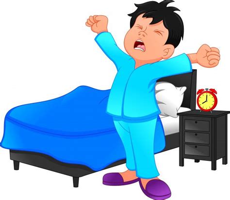 Premium Vector Little Boy Wake Up In The Morning Cartoon Kids