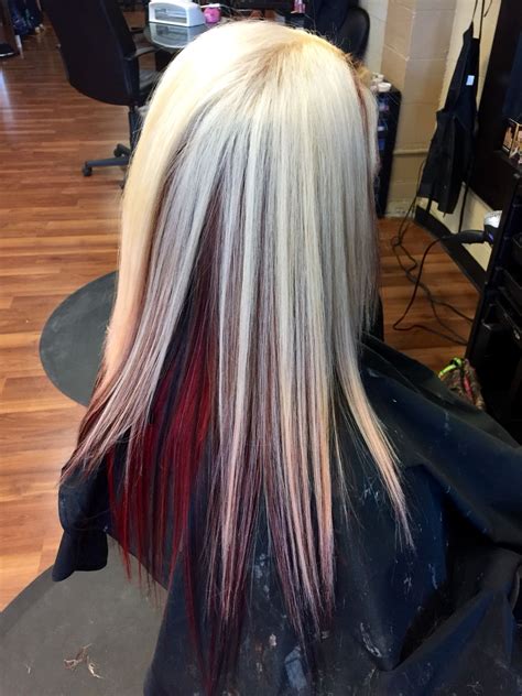 Platinum With Red Underneath And Black Peekaboos Red Blonde Hair