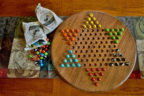 Handmade Wooden Chinese Checkers Board With Wooden Pegs — Three Trees