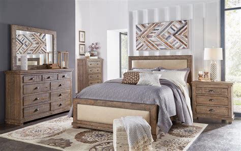 Pine And Gray Casual Rustic 6 Piece Queen Bedroom Set Willow Rc