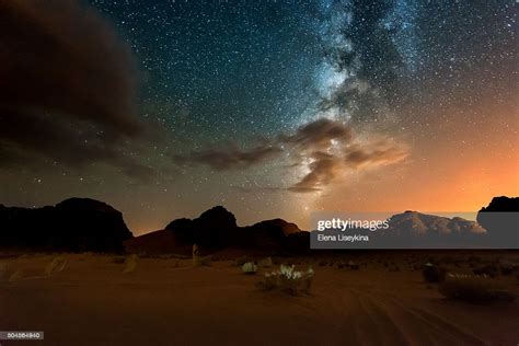 Night In Wadi Rum Desert Jordan High Res Stock Photo