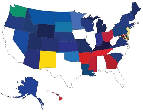 Map Of The Most Common Colours On American State Flags 1526x1195