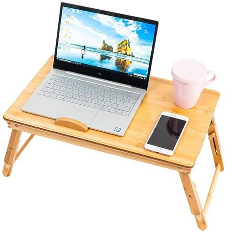 Ktaxon Bamboo Bed Tray Adjustable Folding Laptop Desk Table Breakfast