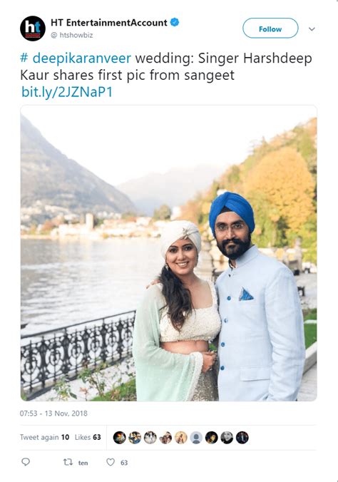 Singer Harshdeep Kaur Unveils A Rare Picture From The Wedding Of Deepika And Ranveer In Italy