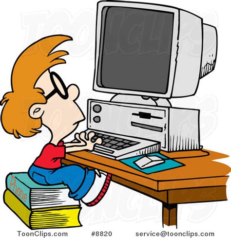 Cartoon Smart Boy Using A Computer 8820 By Ron Leishman