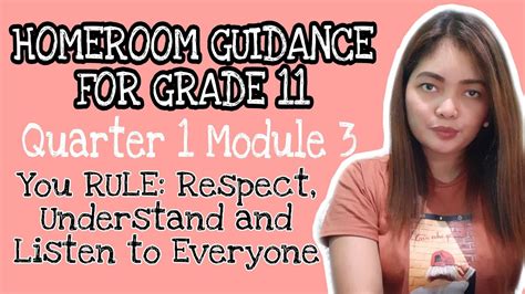 Grade 11 Homeroom Guidance Module 3 You Rule Respect Understand