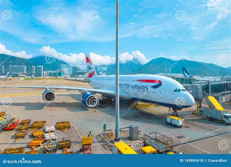 Jet Flights Dock In Hong Kong International Airport Editorial Stock