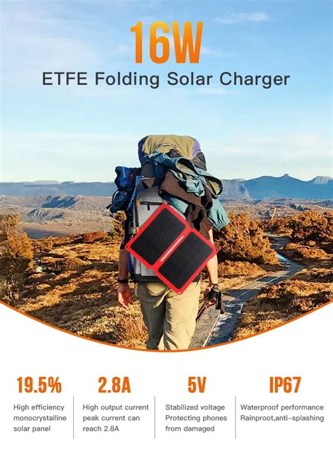 Custom Made 16w 5v Etfe Portable Waterproof Sunpower Folding Solar Panel Charger For Mobile