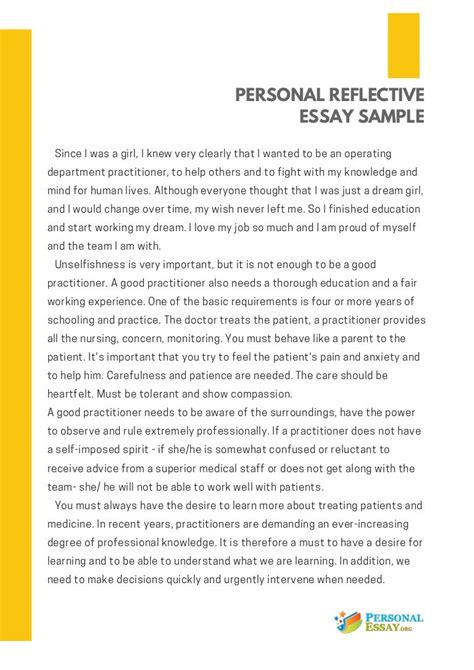 Personal Reflective Essay Sample