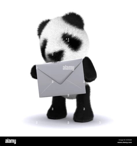 3d Render Of A Baby Panda Bear Holding An Envelope Stock Photo Alamy