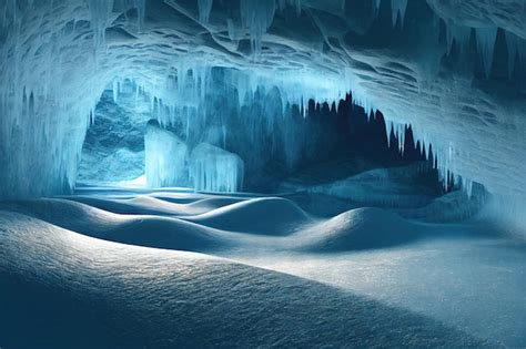 Premium Photo Snowy Ice Cave With Ice And Icicles Arctic Landscape