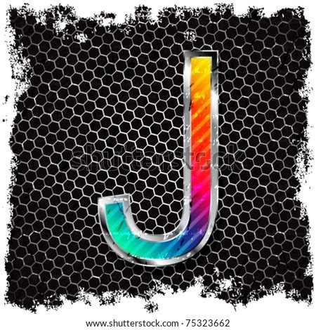 Abstract Grunge Metallic Background And Metal Colored Letter J Stock Vector Illustration