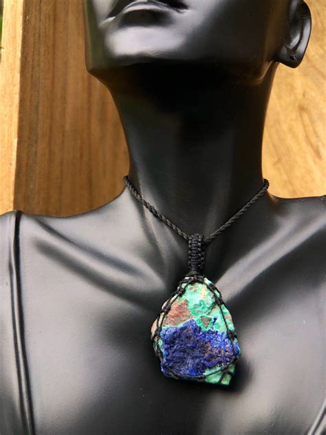 Azurite Malachite Necklace For Women Druzy Pendant Necklace Etsy