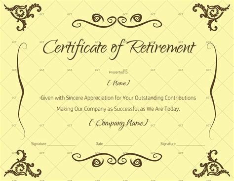 Retirement Certificate For Employee Gct