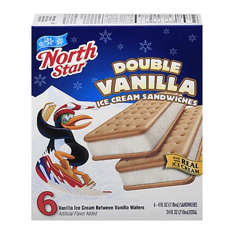 North Star Double Vanilla Ice Cream Sandwiches 6 Ea Frozen Foods