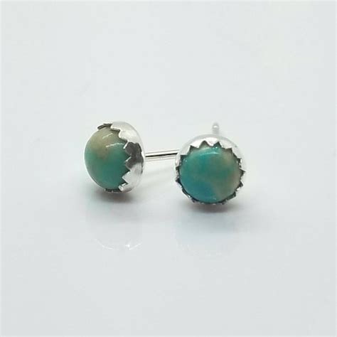 Turquoise Stud Earrings Sterling Silver Etsy