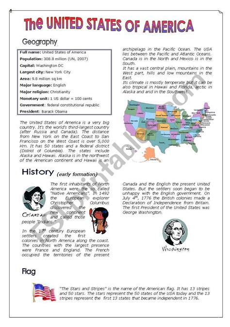 The United States Of America Esl Worksheet By Anneclaire