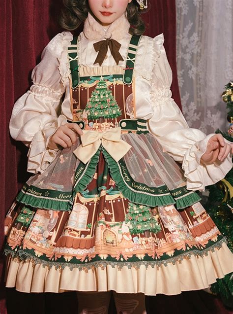 Christmas Story Series Jsk Bowknot Christmas Printing Sweet Lolita