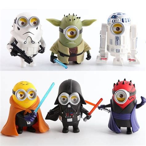 How Adorable Are These 6 Pcs Minion Star Wars Toys Mini Figure