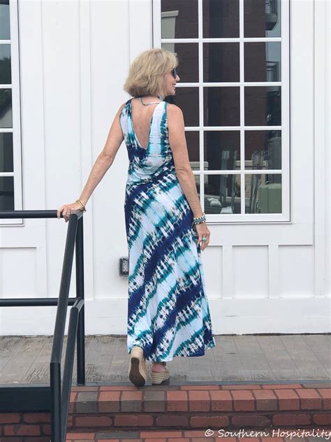 Fashion Over 50 Summer Maxi Dress In Blues Southern Hospitality