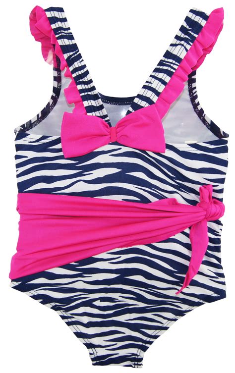 Number One Little Girls Toddler Zebra Print One Piece Swimsuit With
