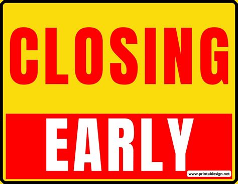 Closing Early Signs Clip Art Free Download