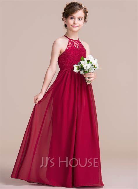 Junior bridesmaid dresses for all ages. A-Line/Princess Scoop Neck Floor-Length Chiffon Junior ...