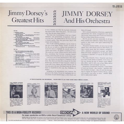 Jimmy Dorseys Greatest Hits Jimmy Dorsey And His Orchestra Lee