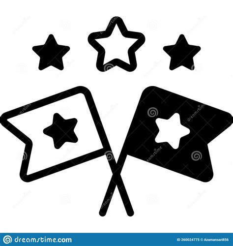 Flags Black Filled Line Icon Vector Design Usa Independence Day Stock