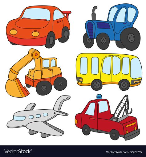 Cartoon Cars Collection Of Transportation Vector Image