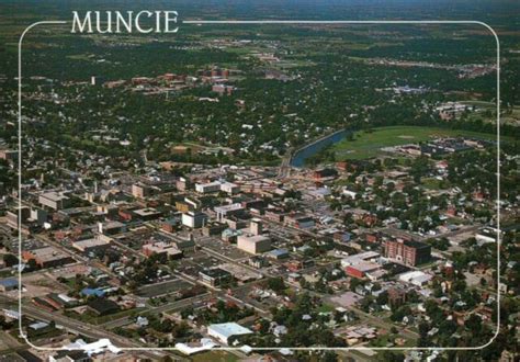 Aerial View Of Muncie Indiana Home Of Ball State University In