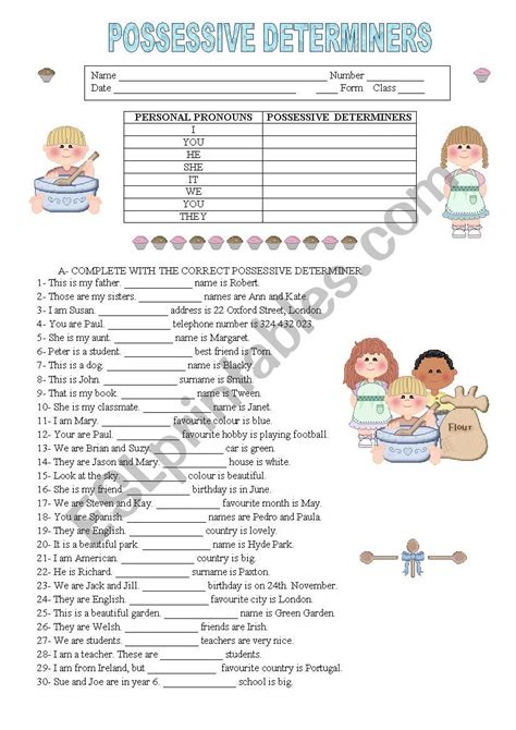 Possessive Determiners Worksheet Determiners Possessives Personal Free Nude Porn Photos