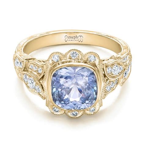 This stunning diamond engagement ring is crafted in solid platinum. 18k Yellow Gold Custom Light Blue Sapphire And Diamond ...