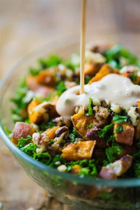 Roasted Sweet Potato Salad With Candied Walnuts Recipe Pinch Of Yum