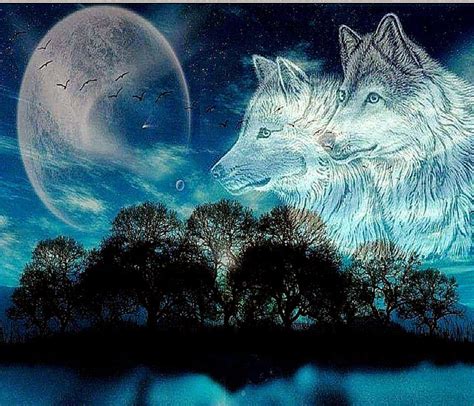 Moon Wolves Abstract Wallpaper Background Wallpaper Gallery