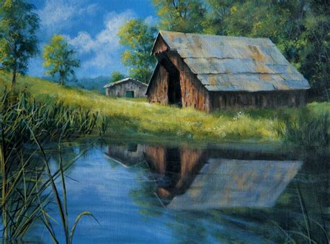 Learn How To Paint A Stunning Barn Landscape In 2020 Reflection
